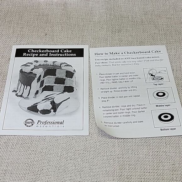 NIB NORPRO Checkerboard Round Cake Pan 4 piece Set W Recipes & Instructions - Picture 4 of 5
